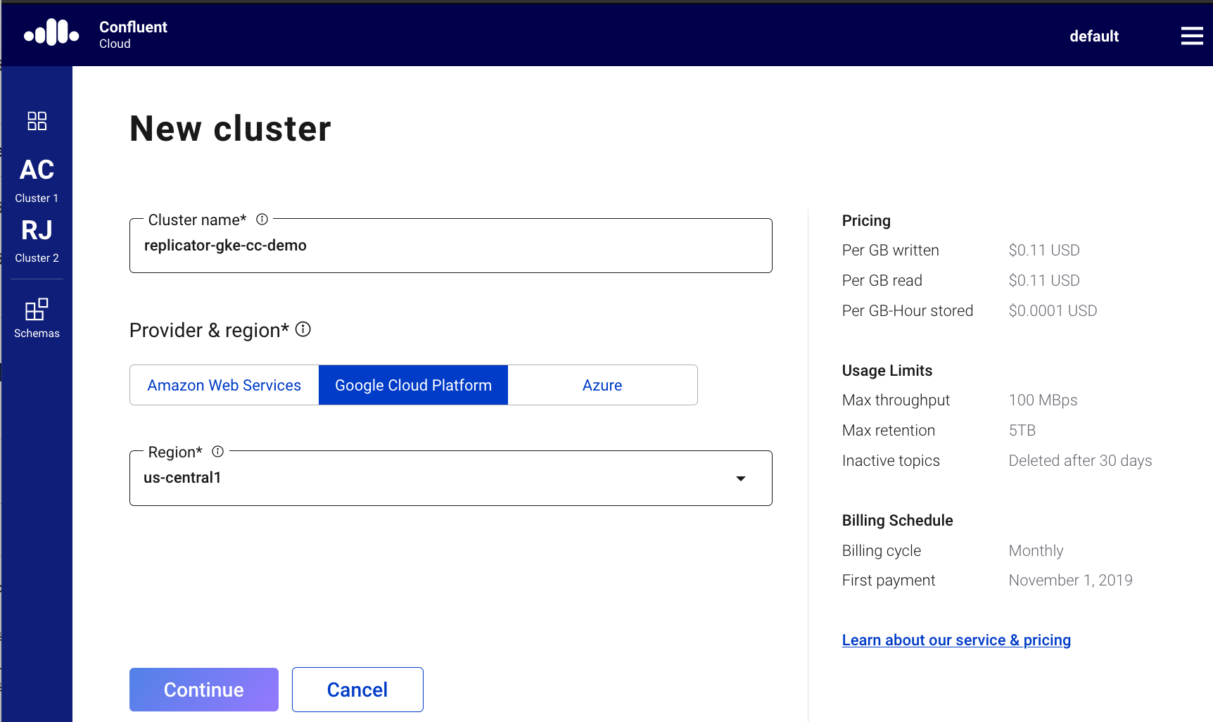 New Cluster Example
