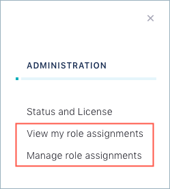 Control Center Administration menu role assignments