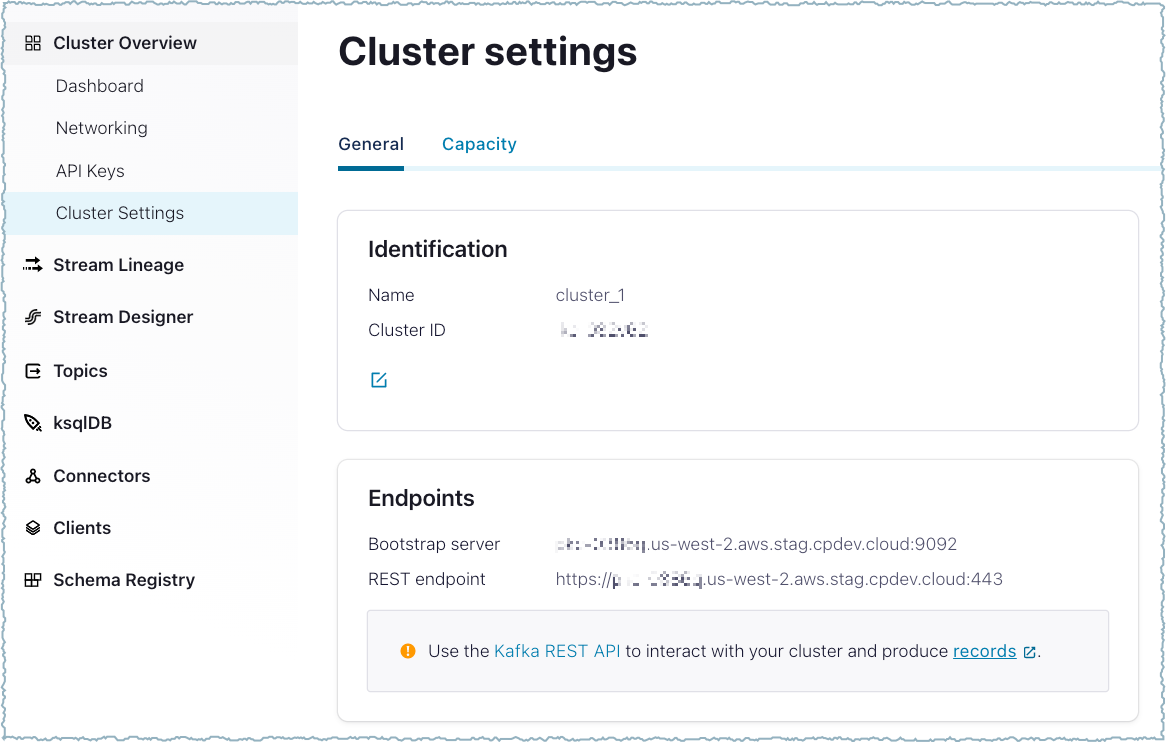View cluster settings