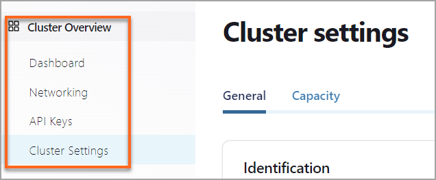Confluent Cluster settings