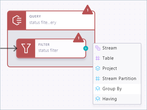 Stream Designer and GROUP BY context menu in Confluent Cloud Console