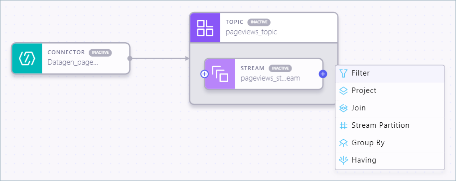 Stream Designer and stream context menu