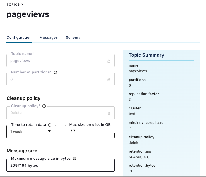 Edit topic settings in Confluent Cloud