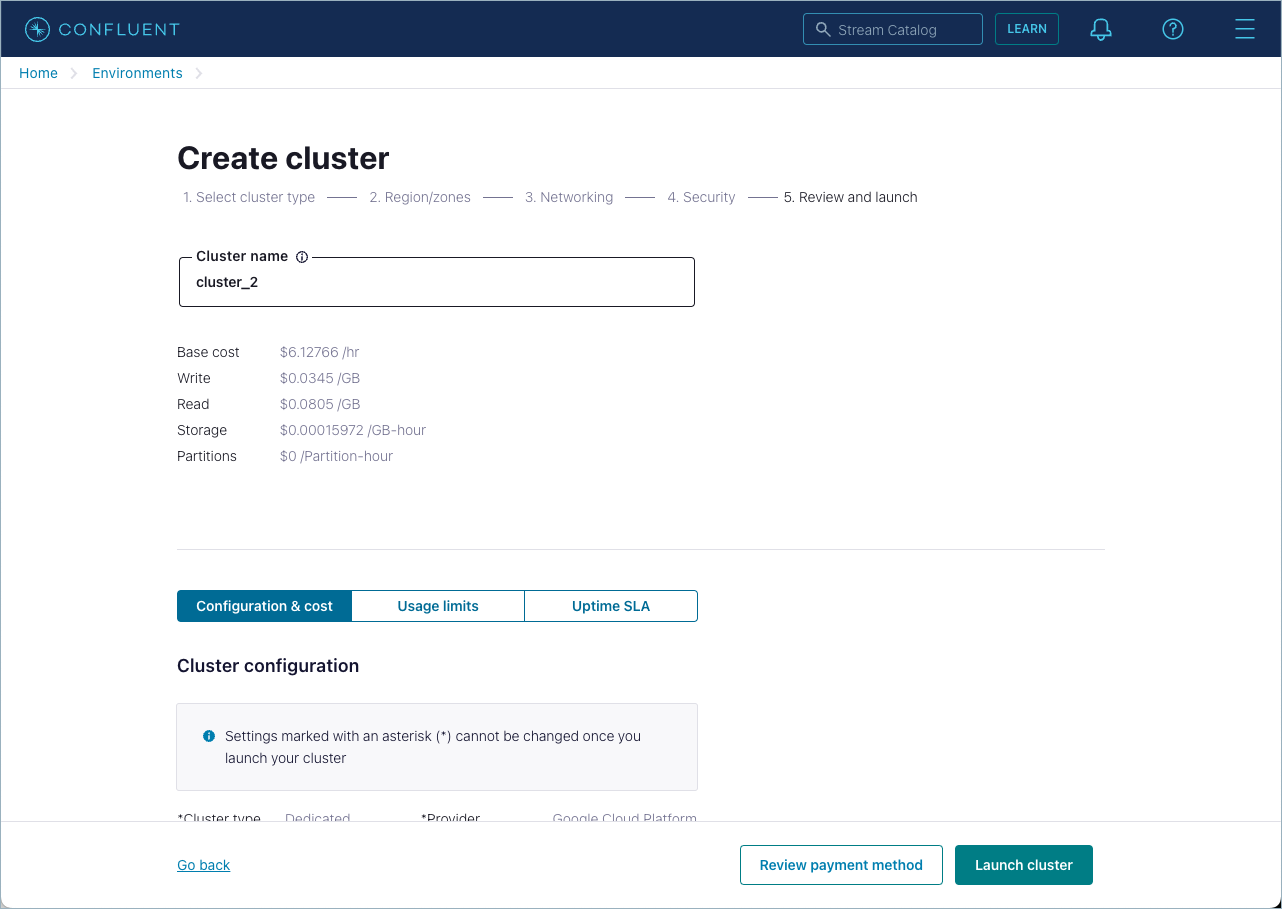 Create cluster workflow for physical Kafka clusters.