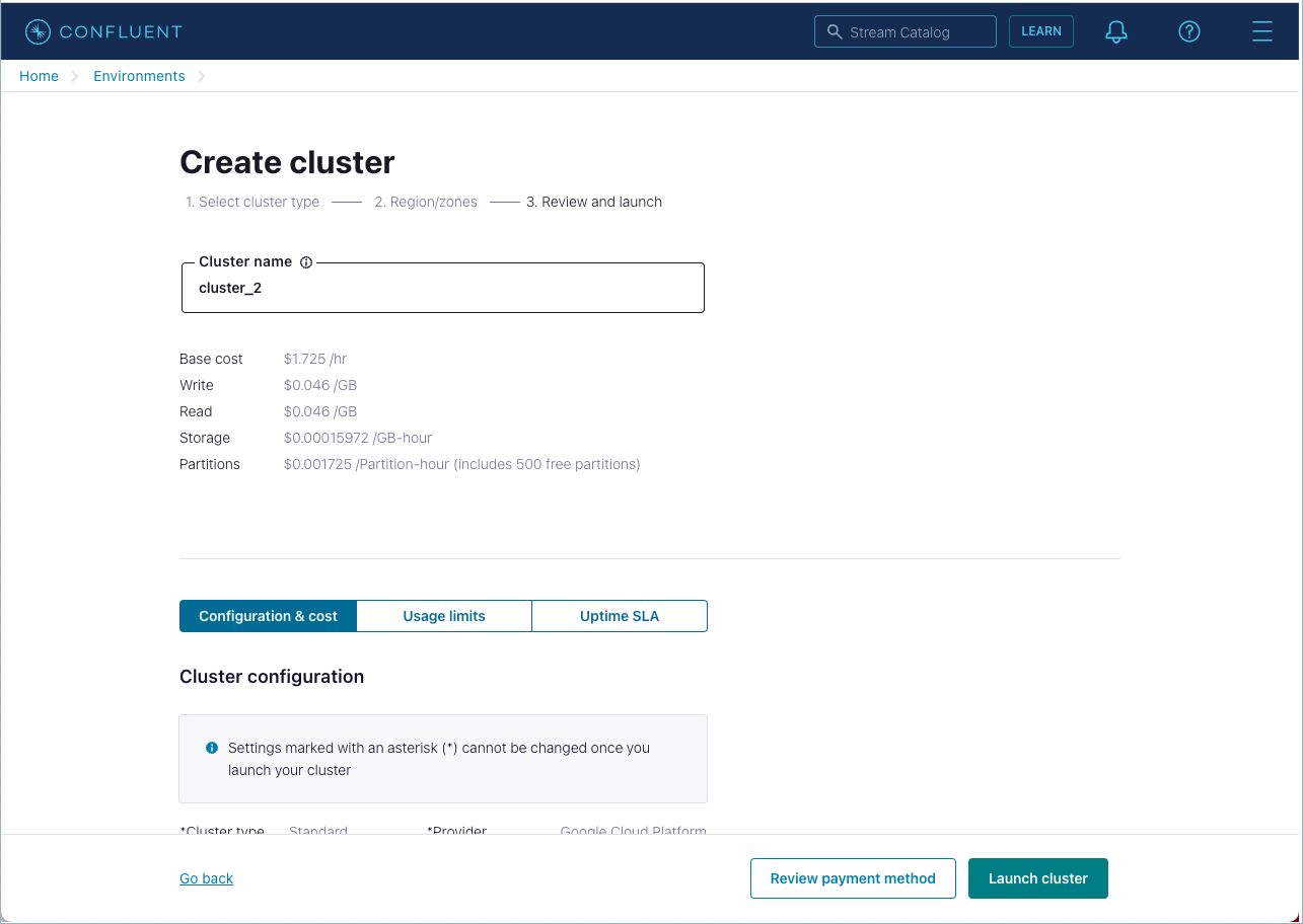 Create cluster workflow for logical Kafka clusters.