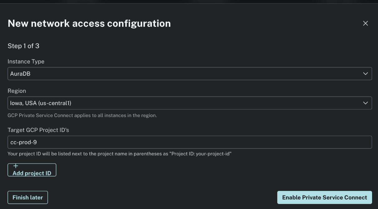 Add a Neo4j Aura Private Service Connect Endpoint
