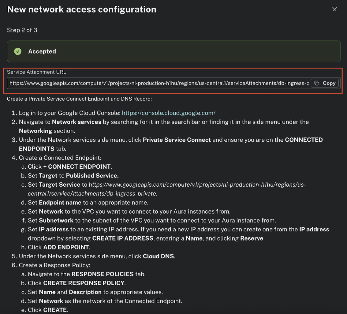 Fetch Service Attachment URL