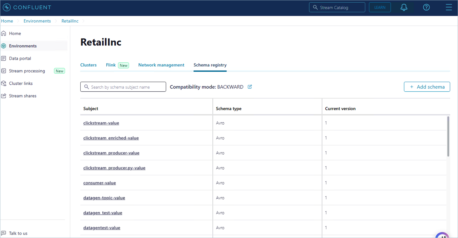 View schemas on Confluent Cloud with Schema Registry PrivateLink