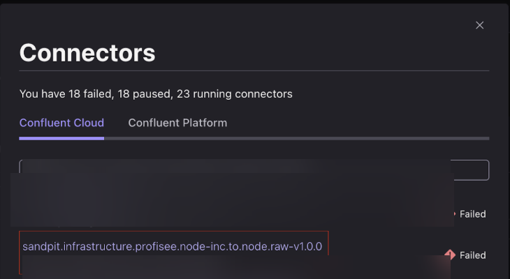 Connectors dialog with a connector selected for deletion