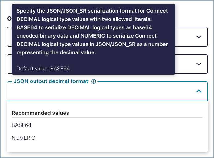 JSON output decimal format プロパティ