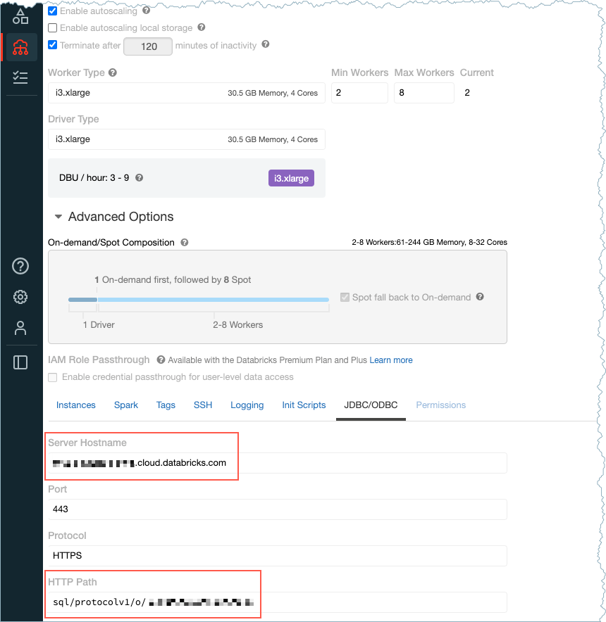 Databricks Delta Lake Hostname and HTTP Path