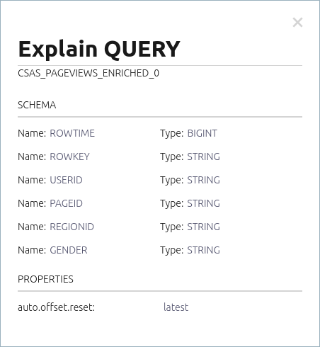 Screenshot of the ksqlDB Explain Query page in Confluent Control Center