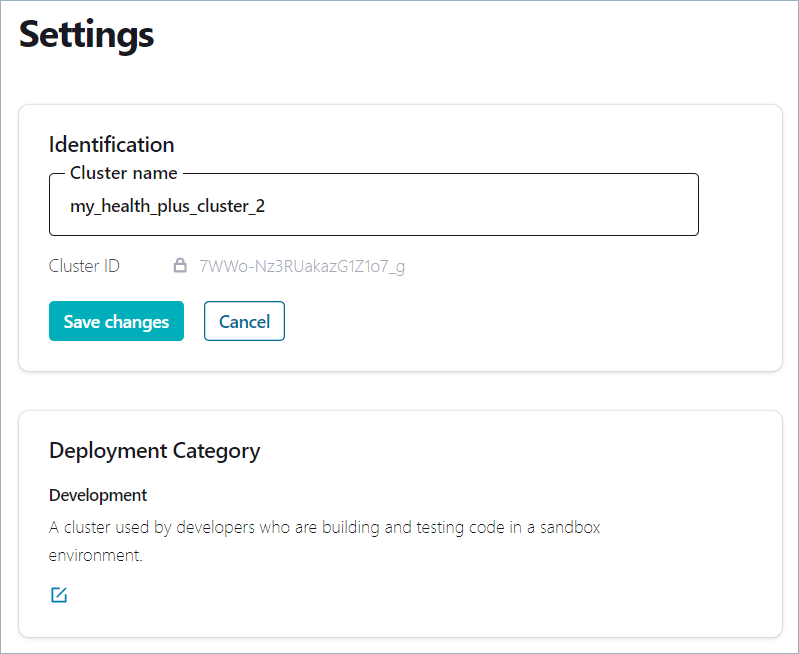 Edit the name of a Health+ cluster