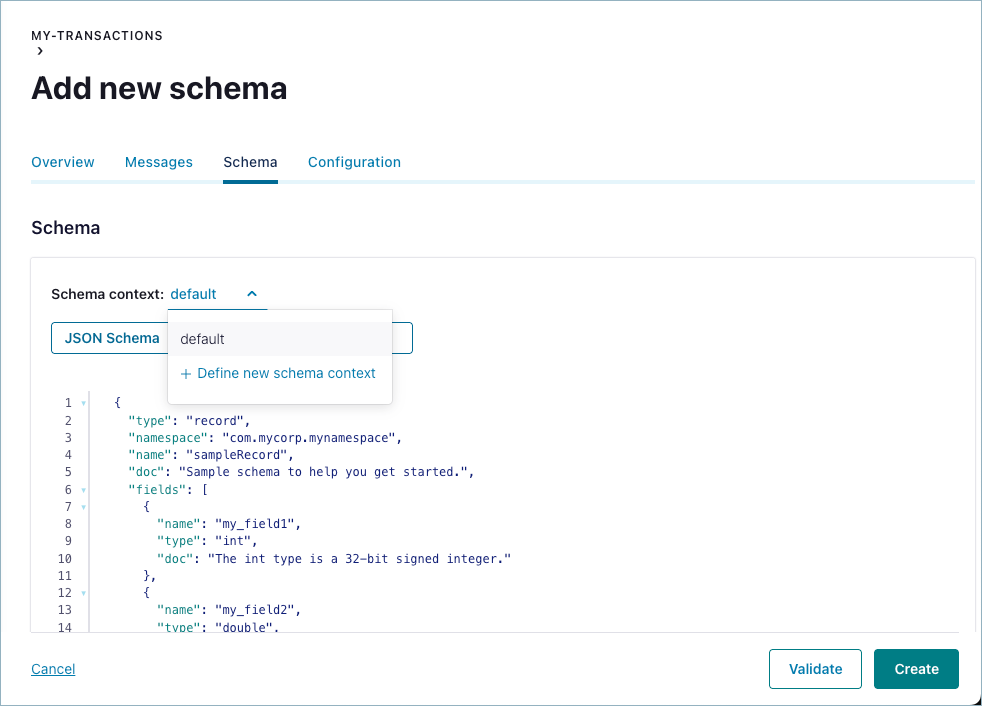 Select a schema context
