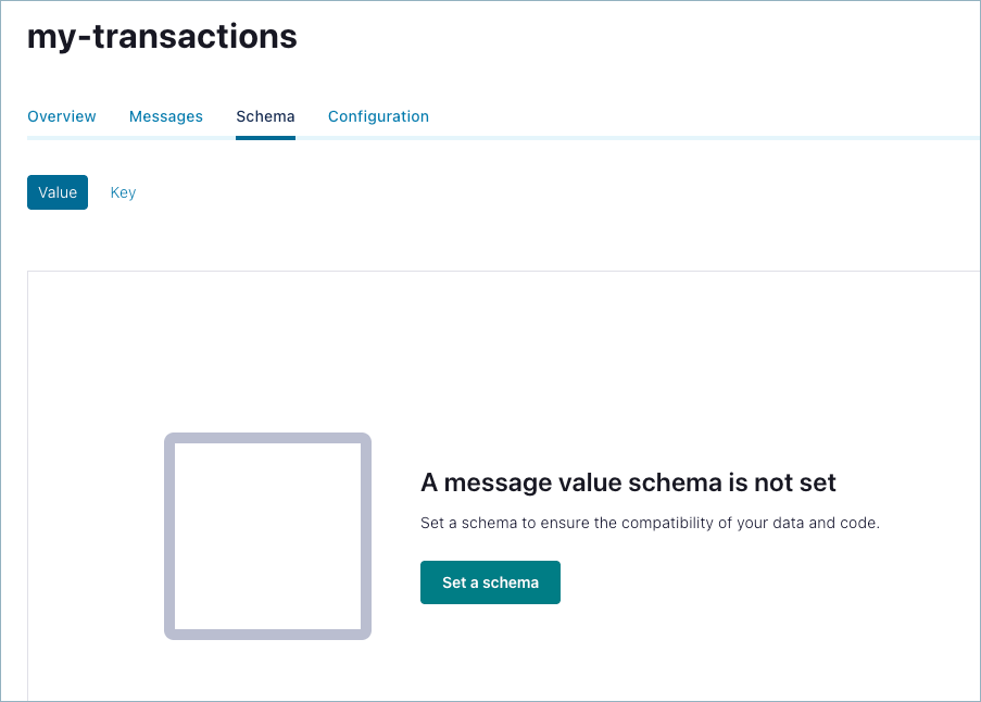 Prompt to click and define a schema for the selected topic