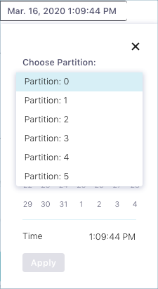 Choose a partition for jump to specific date and time