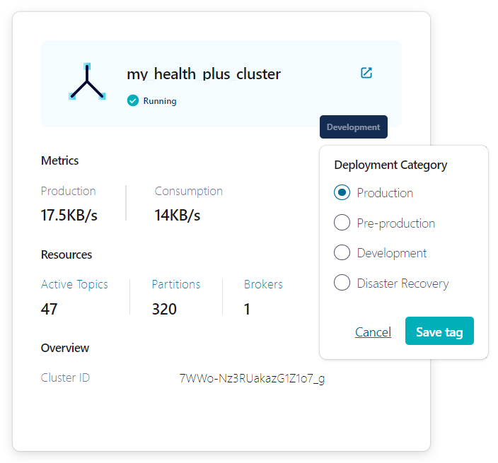 Change the deployment category of a Health+ cluster